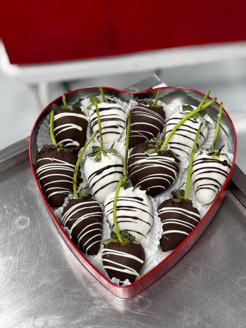 Large Heart Tin Chocolate Covered Strawberries